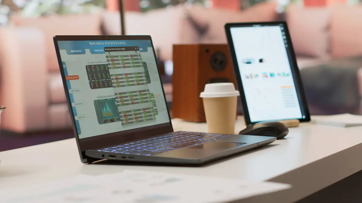 Empty business entrepreneur office setup at home with personal computer