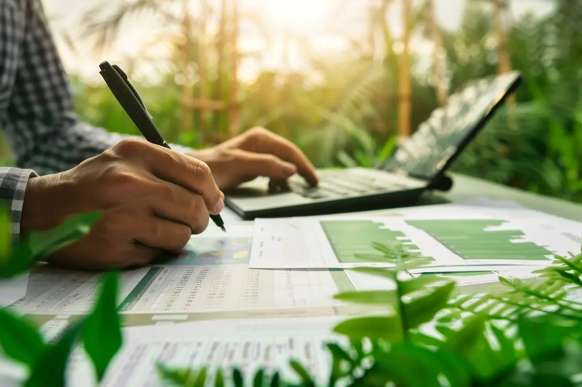 Person Analyzing Data in Nature