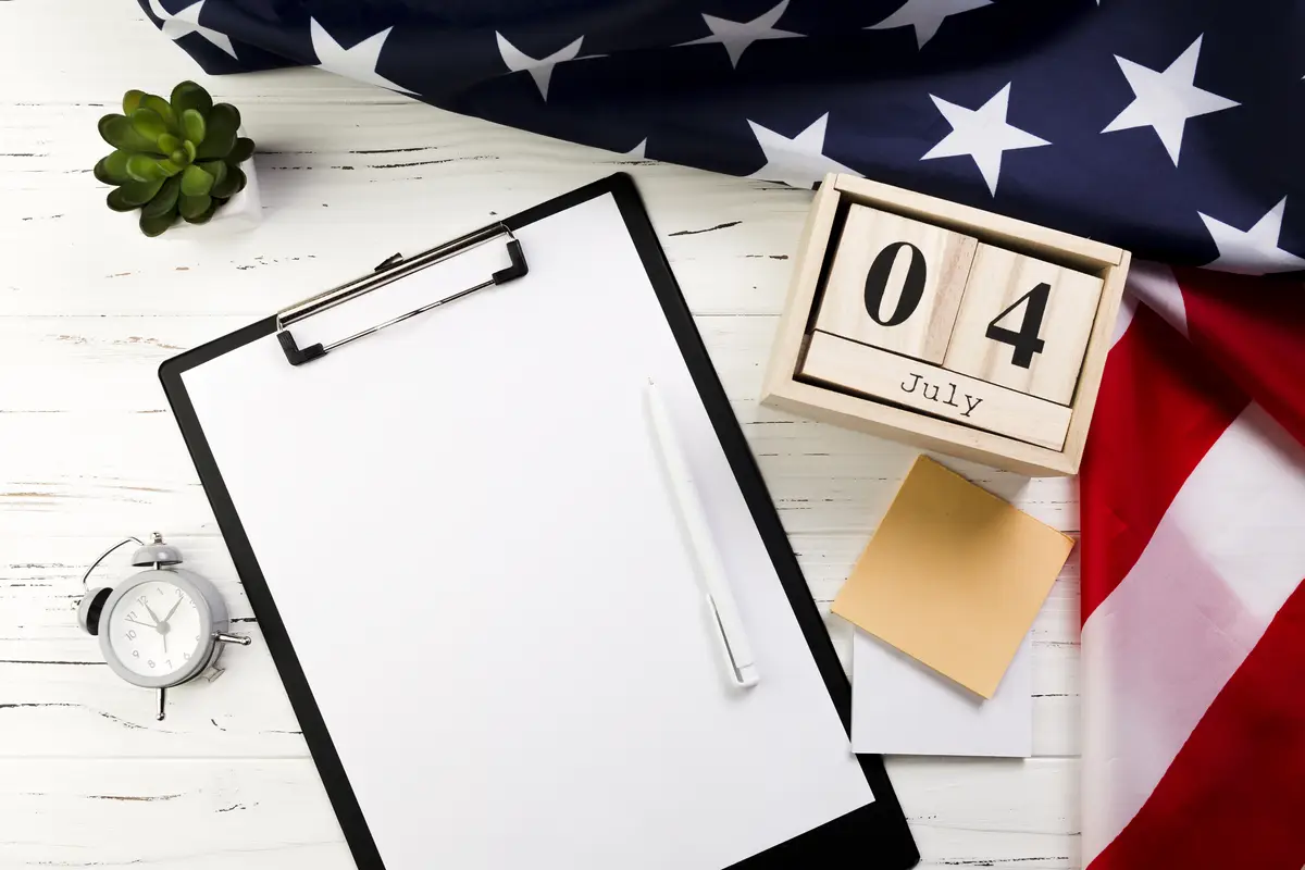 Usa independence day concept with clipboard