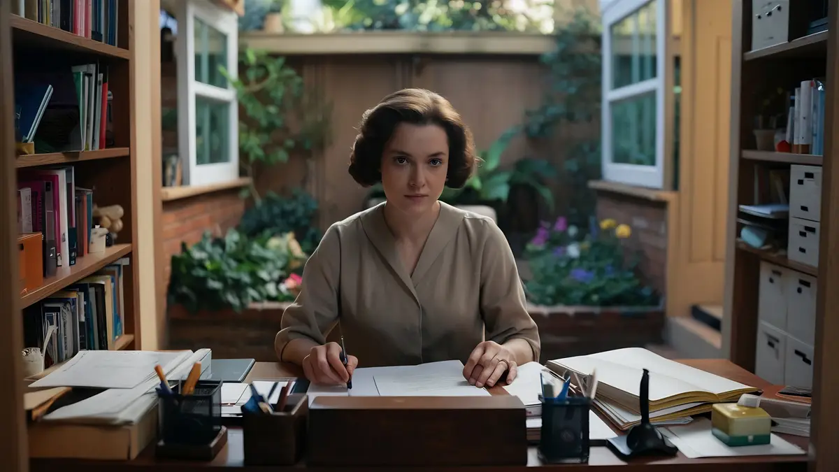 Dutiful woman at her house office