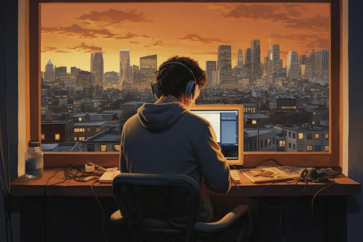 Beautiful office space in cartoon style