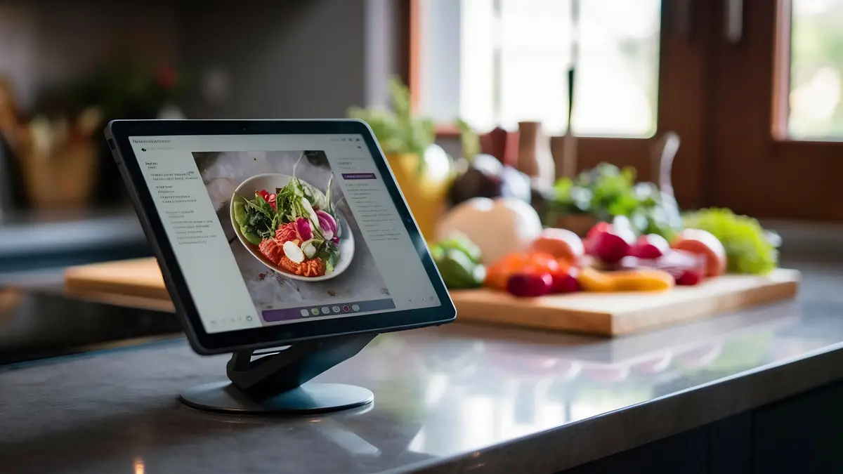 Kitchen tablet and food