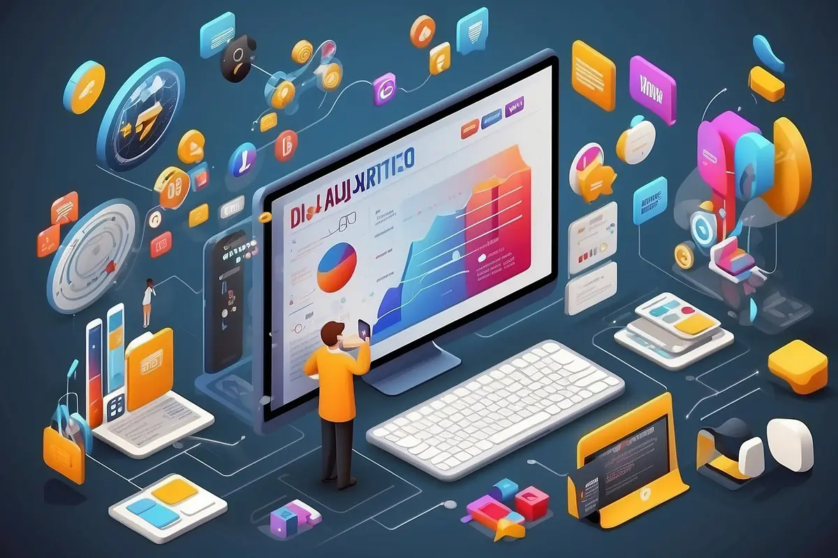 Digital marketing smm digital web technology Web analytics and marketing social media concept