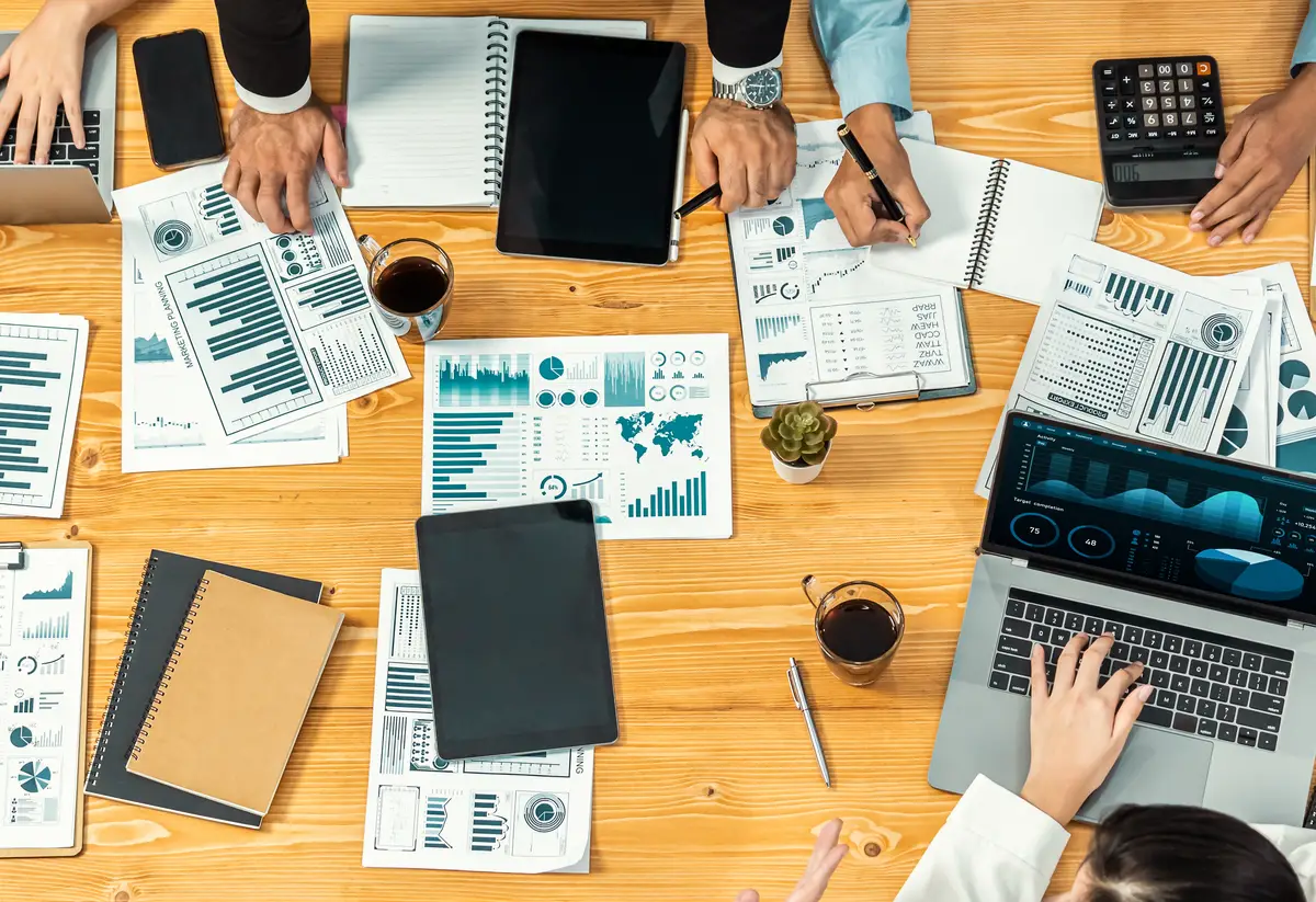 Financial data analysis dashboard display on laptop screen Meticulous