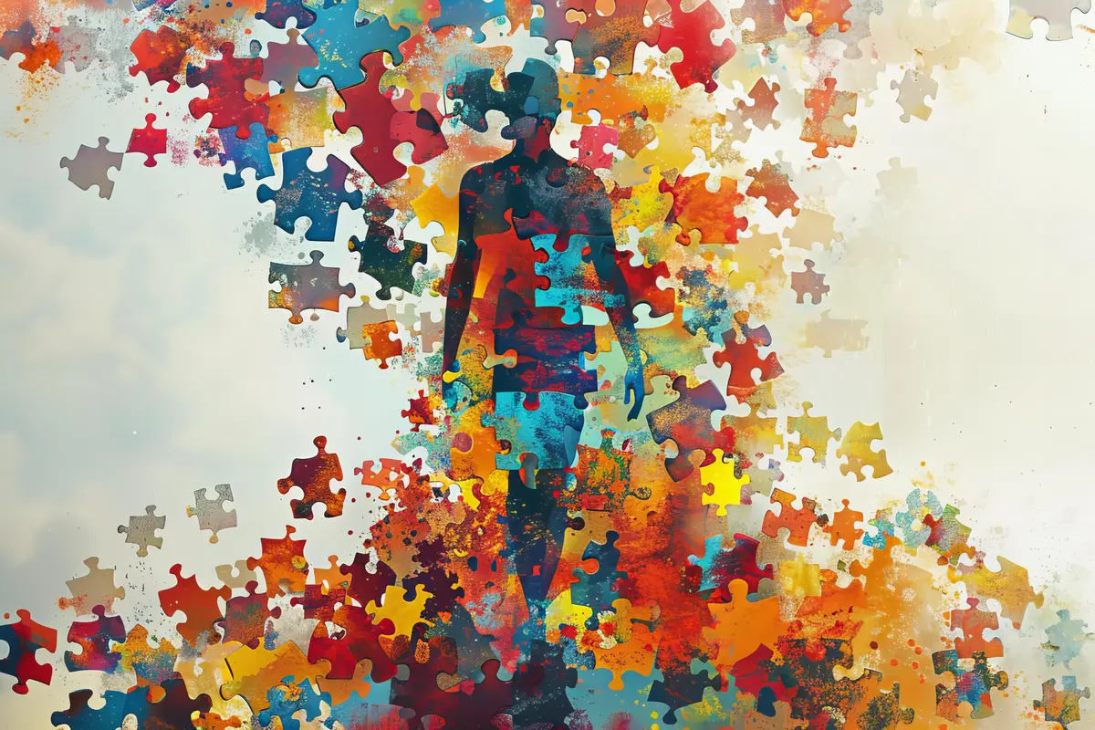 Autism day awareness collage style with people