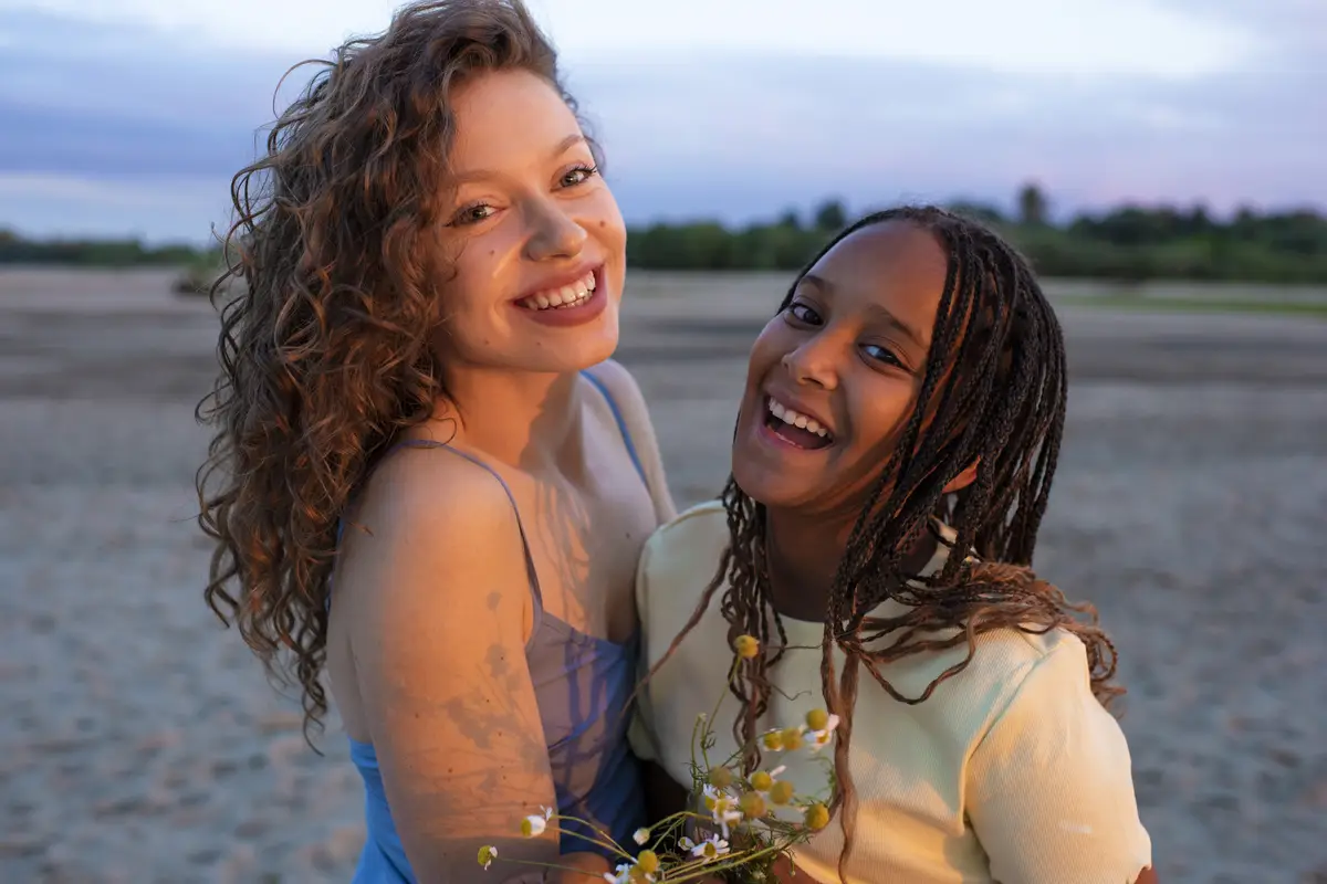 Medium shot smiley woman and girl