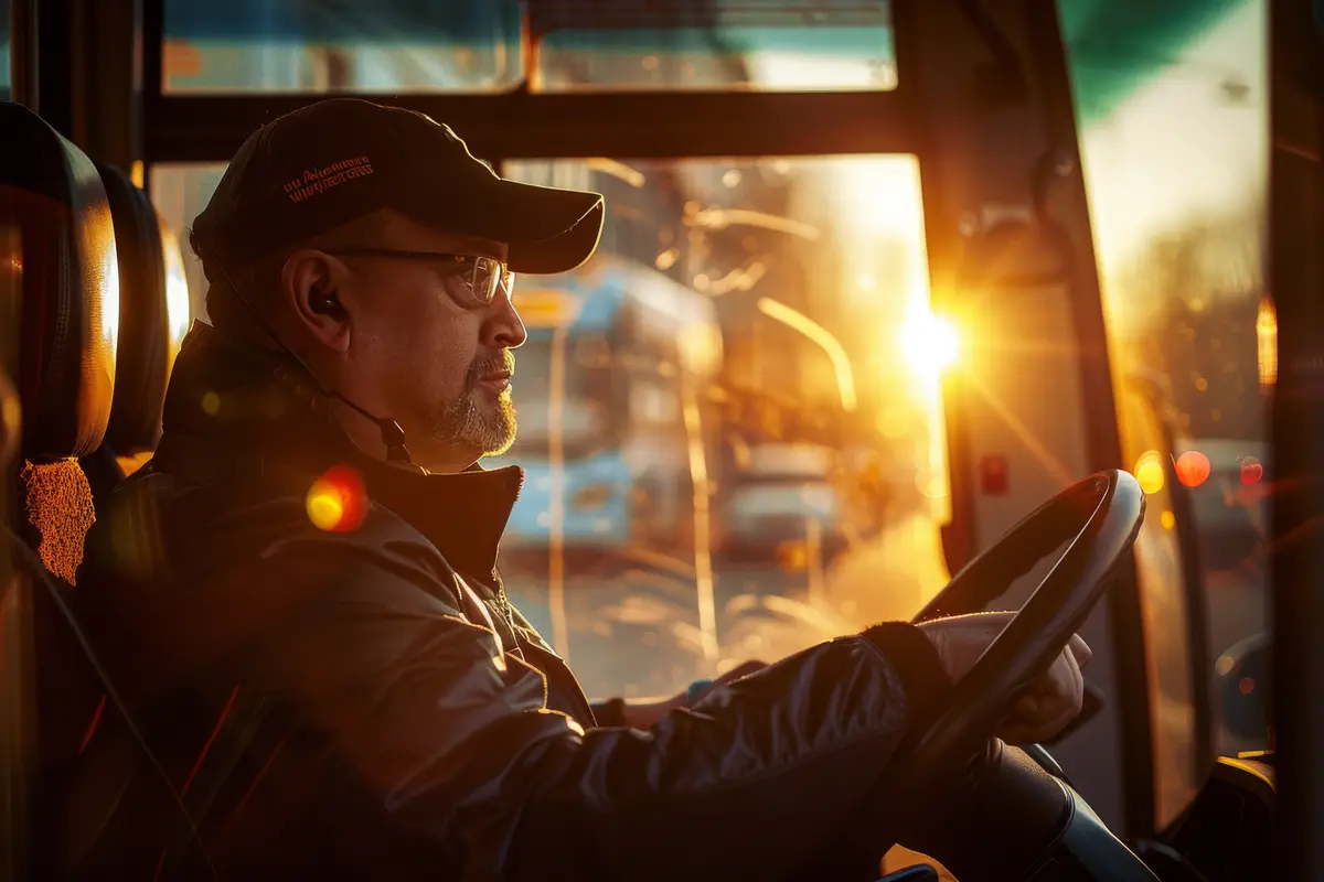 Male bus driver posing portrait