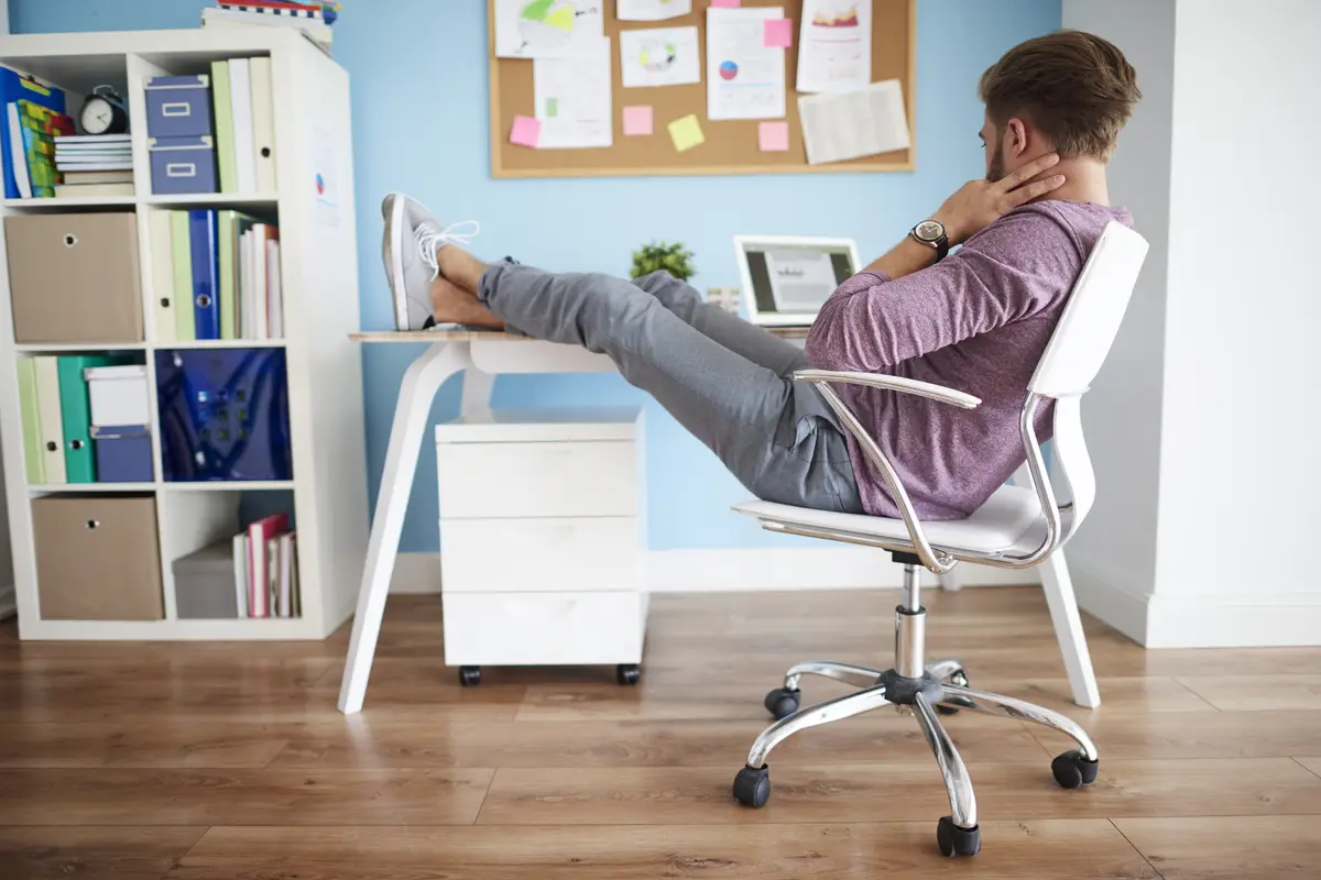 Comfortable position to work in the office