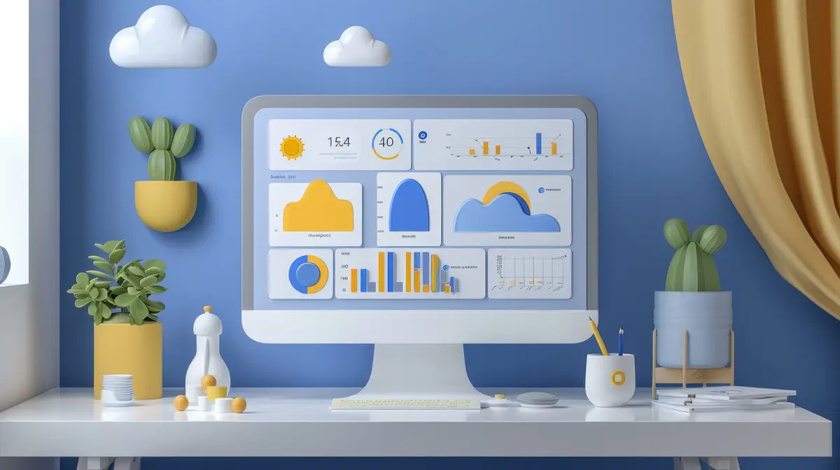 Modern Home Office With Colorful Dashboard Display