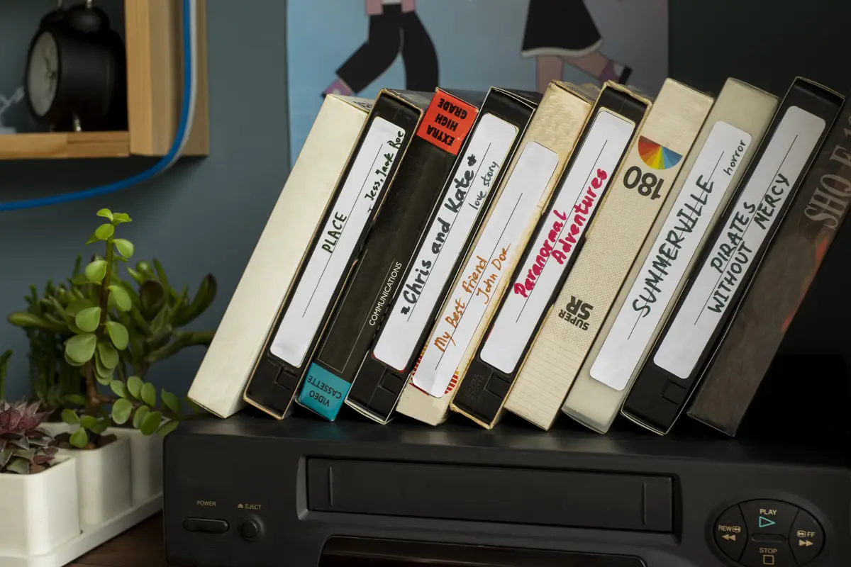 Old vhs packaging arrangement