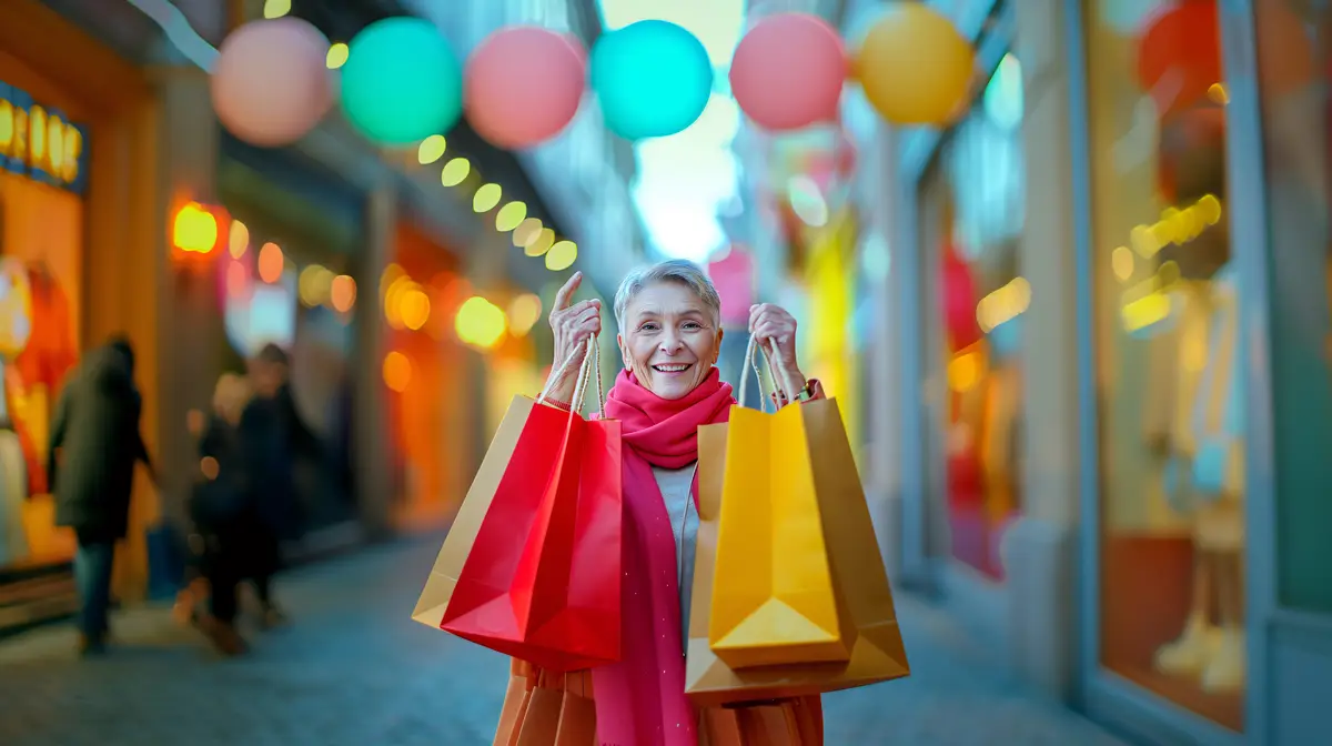 Elderly woman shopping during customer day