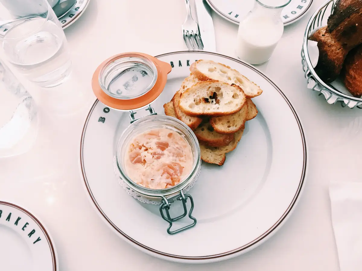 High angle view of breakfast served on table