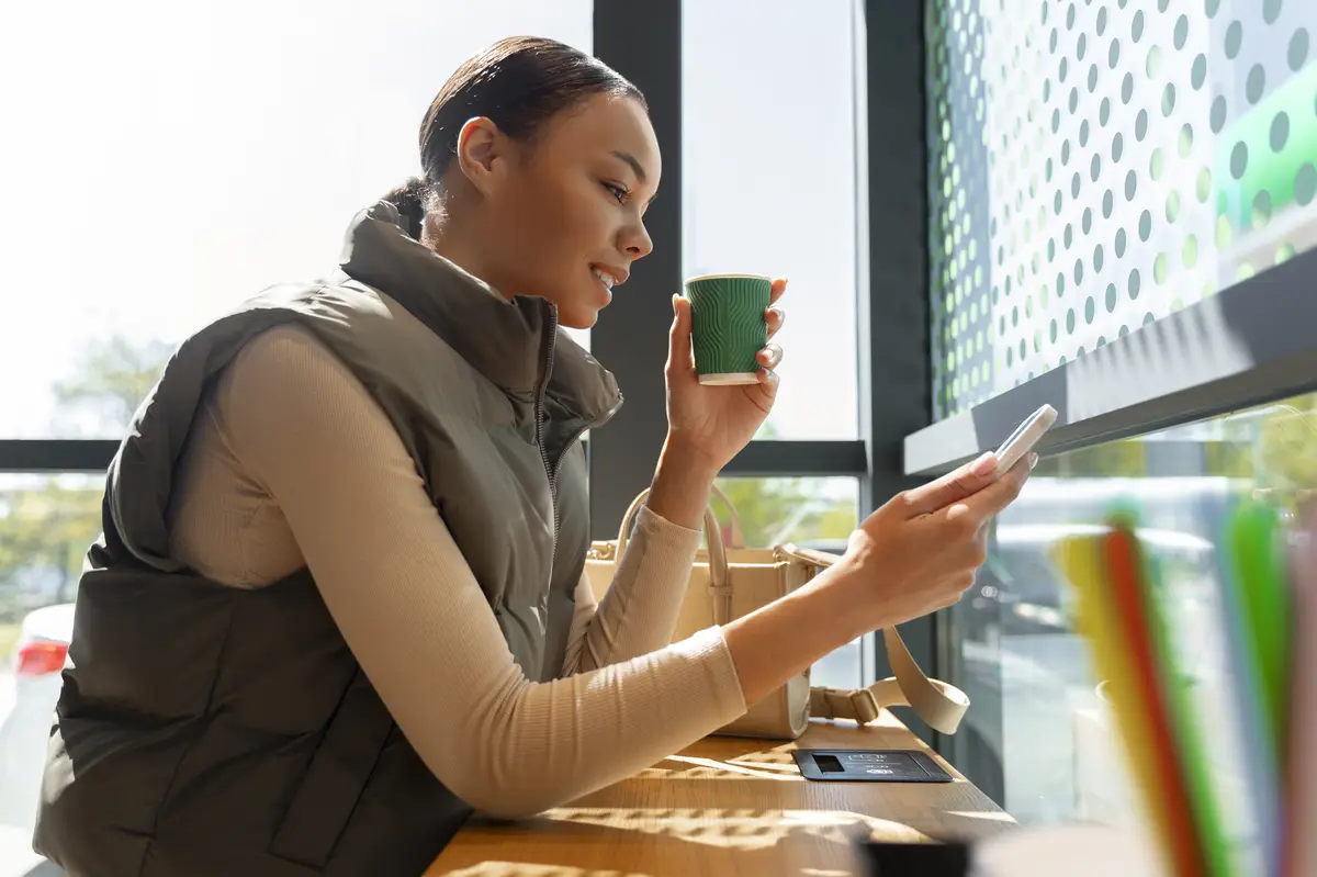 View of woman at the gas station