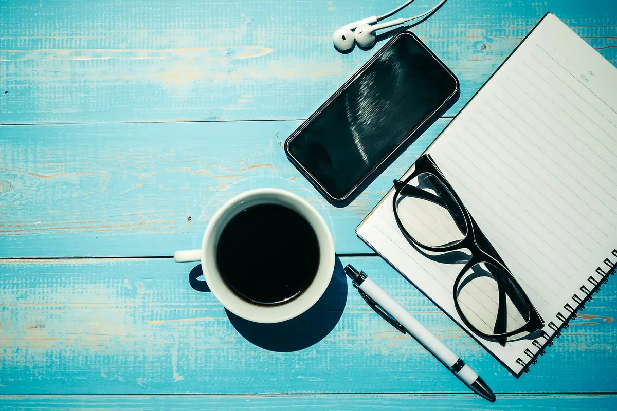 High angle view of coffee on table