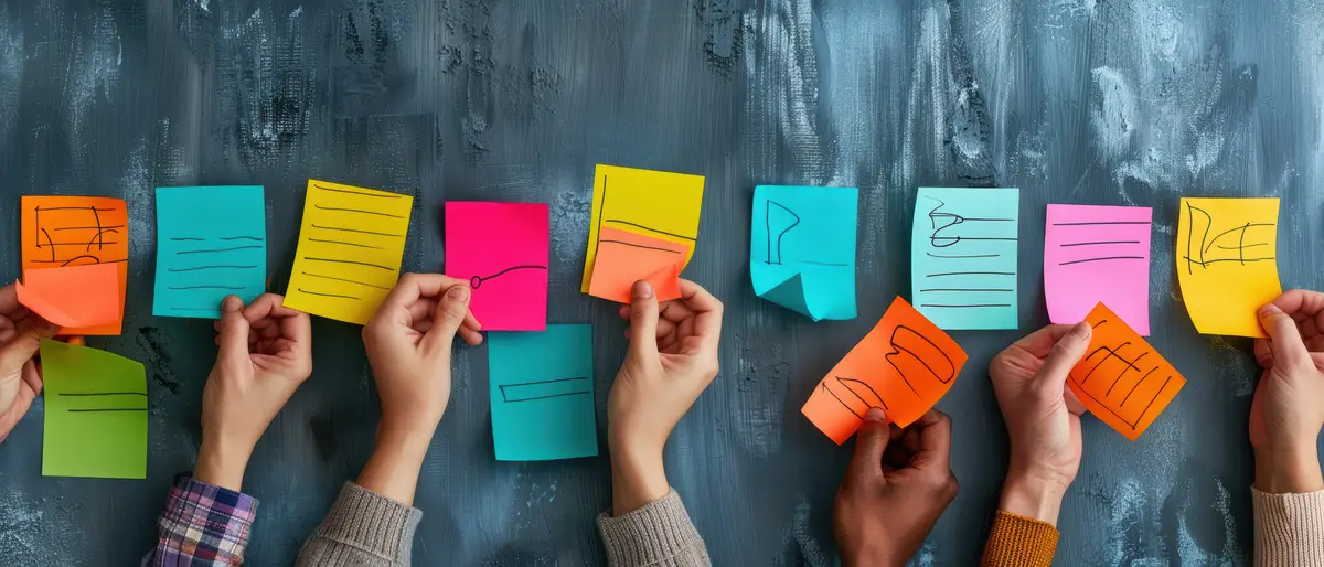 Corporate team discussing new ideas in a brainstorming session