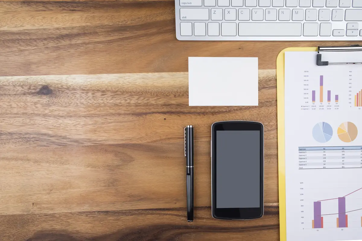 Top view of working wood table