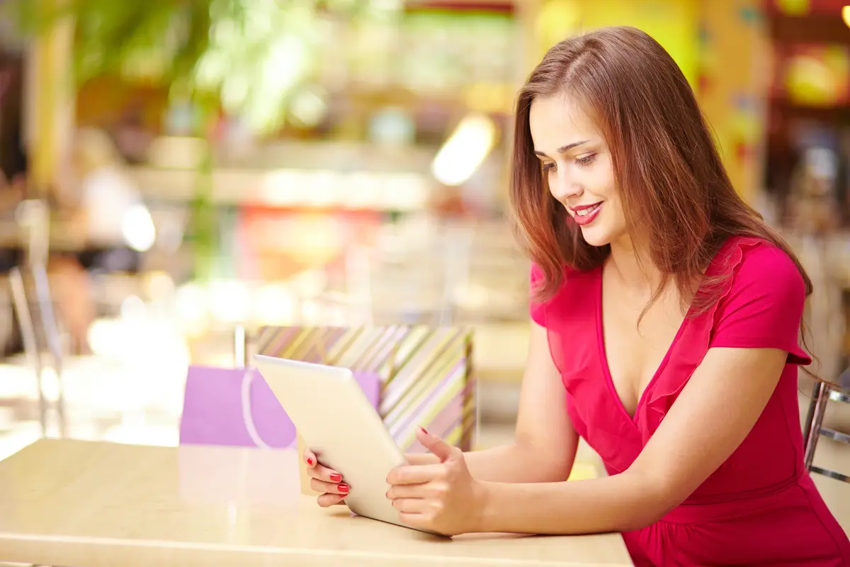 Woman spending time with tablet