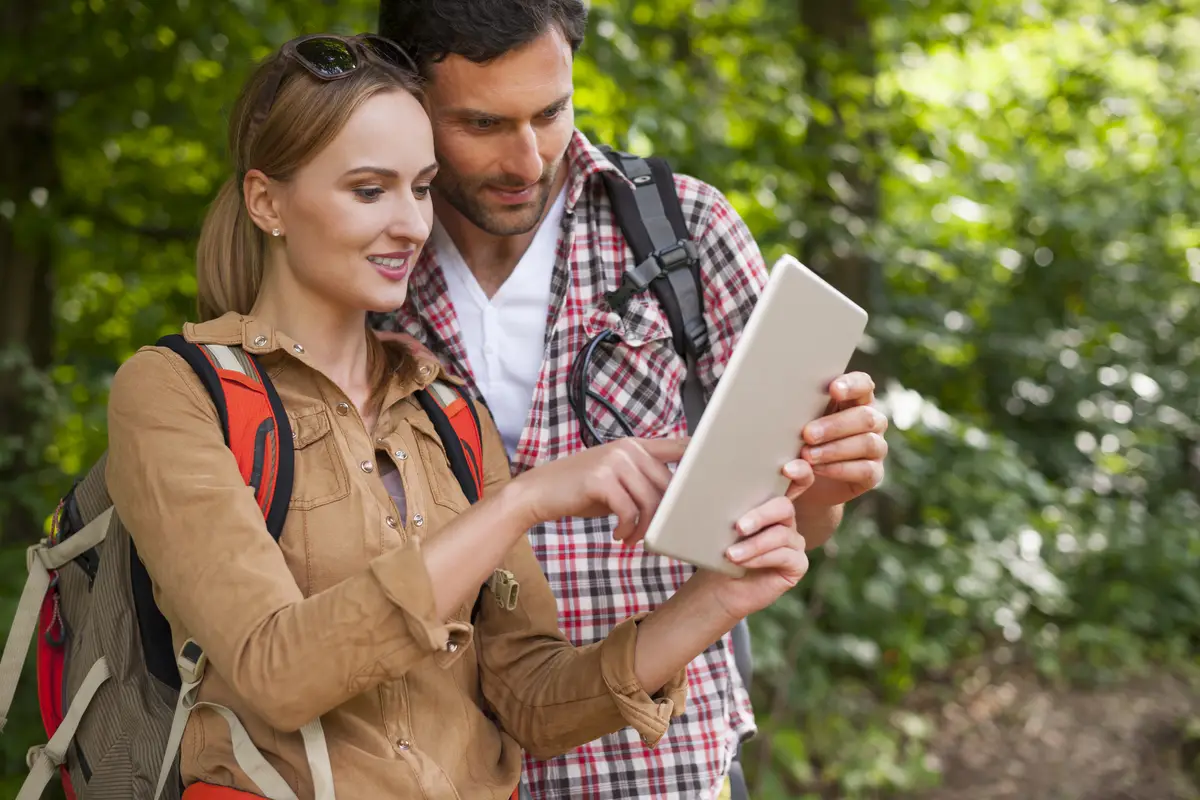Couple hiking in the forest