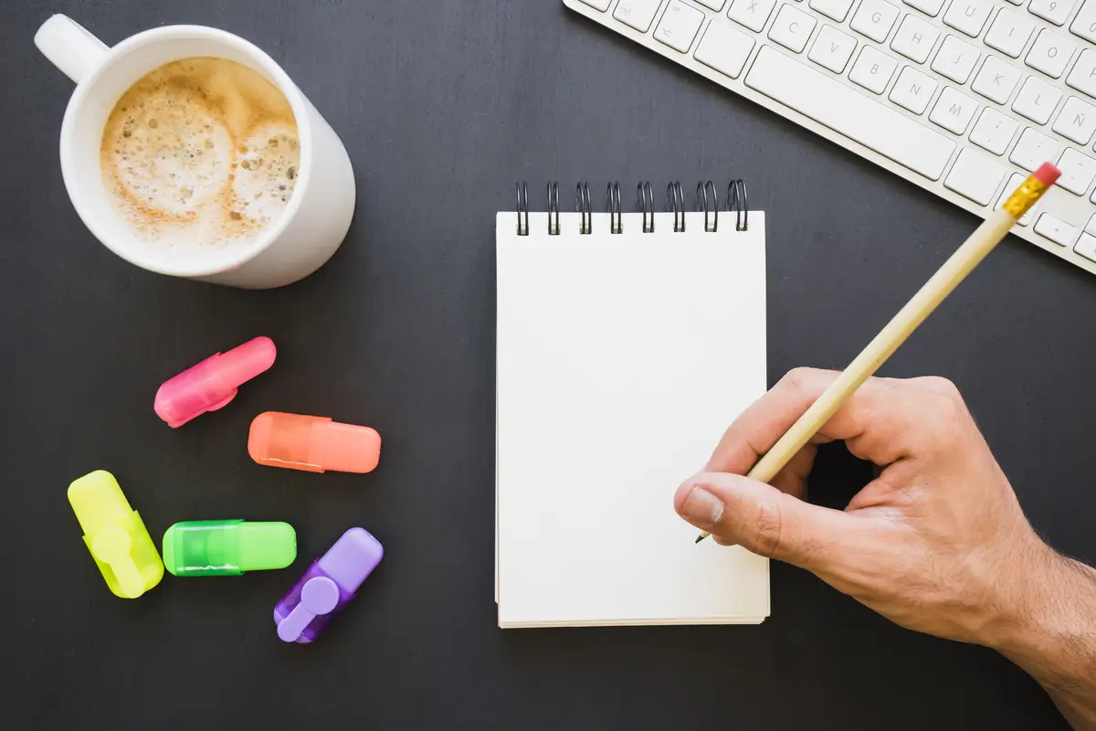 Hand writing on the notebook 