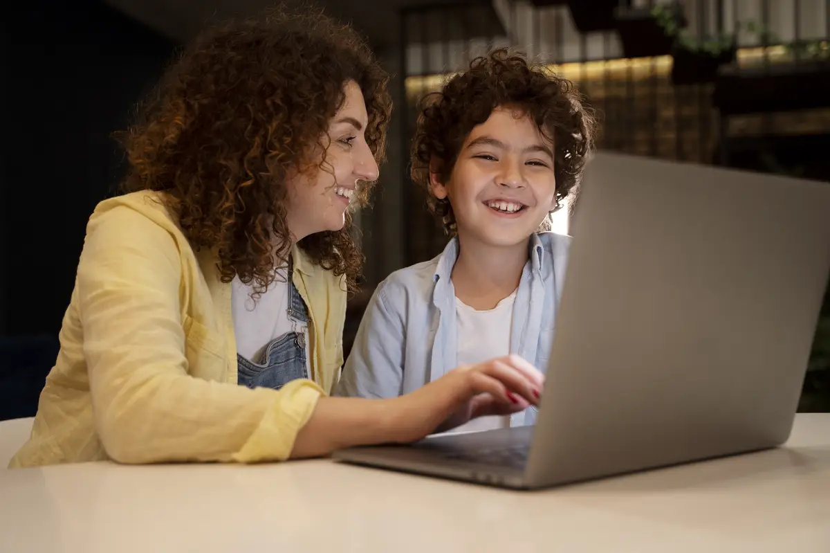 Close up on child spending time with parents