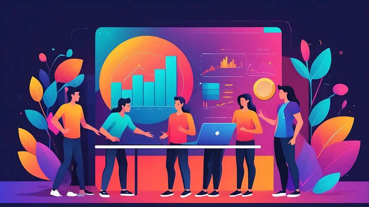 A team discussing performance metrics