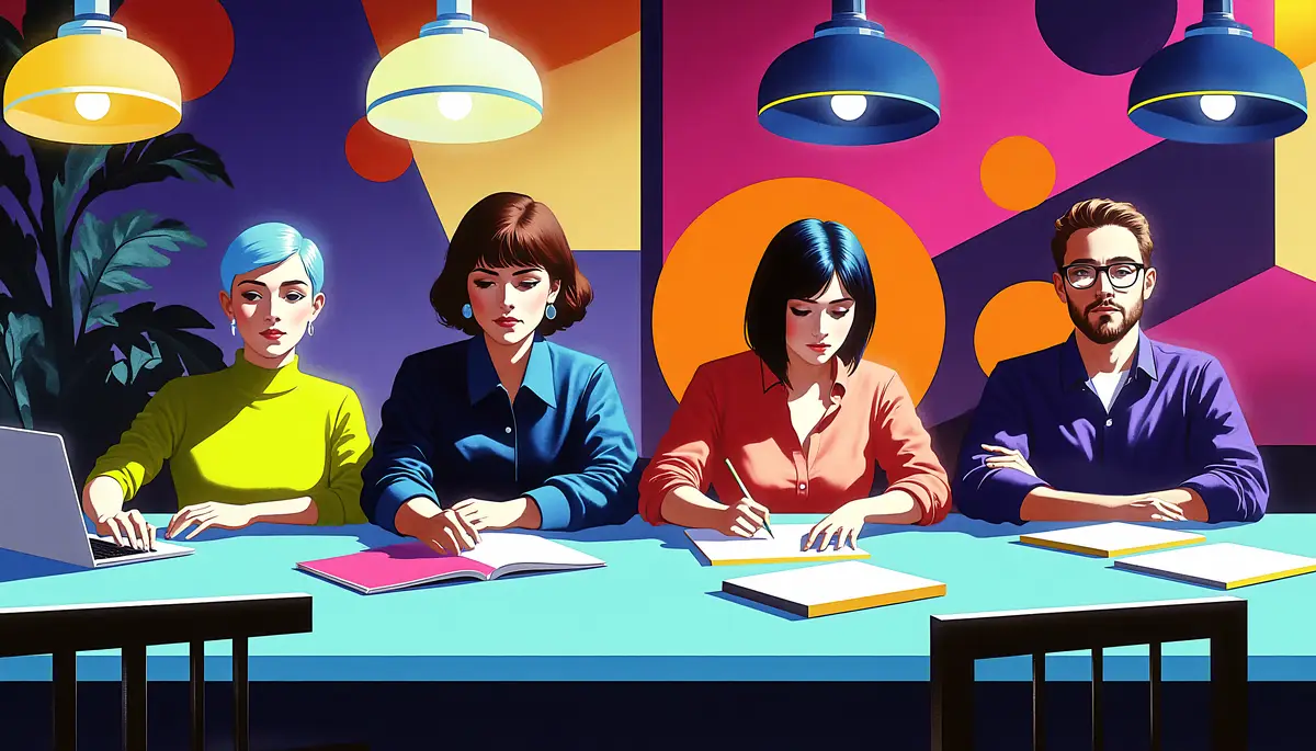 Teamwork meeting in stylish cafe