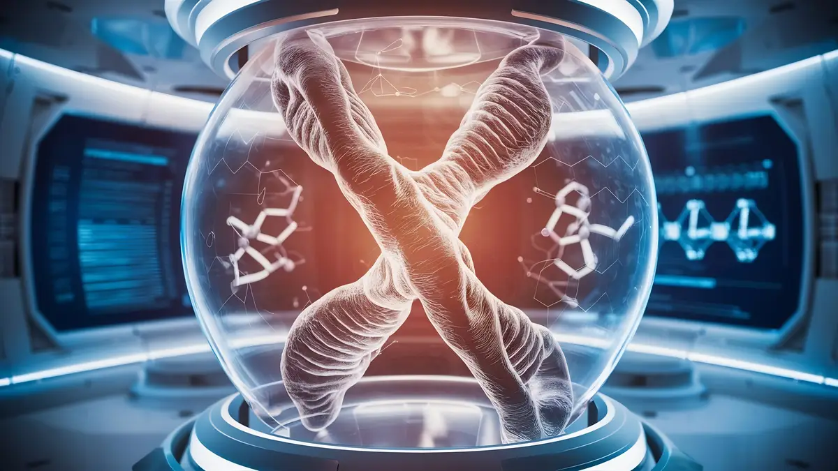3d illustration of x chromosome medicine medical science and biotechnology background