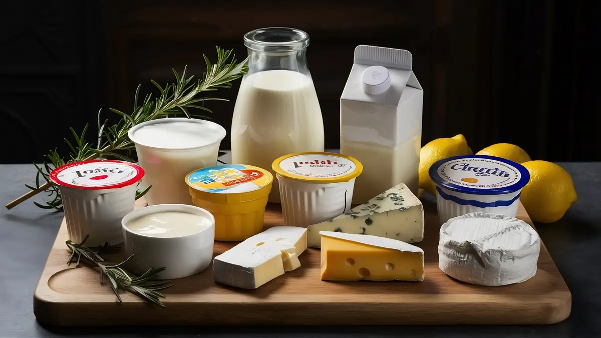 Set of assorted dairy containers