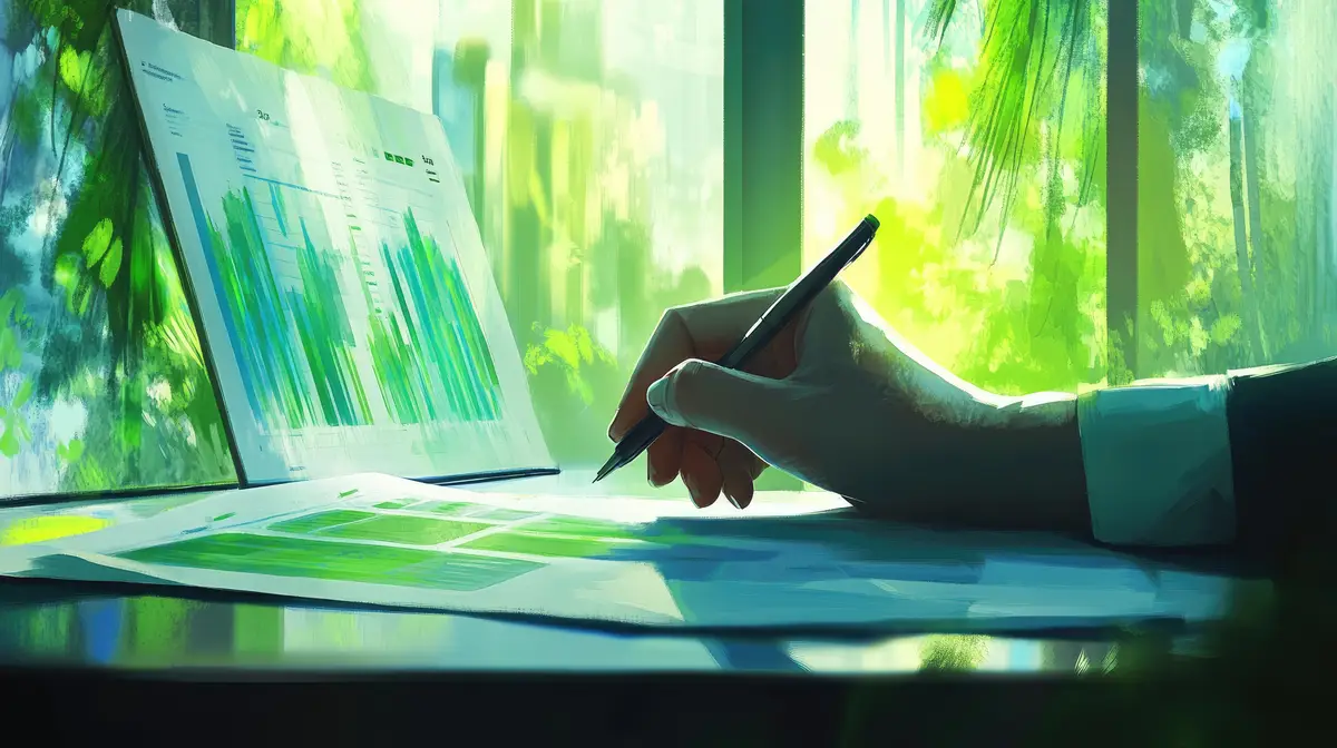 A person is holding a green pen