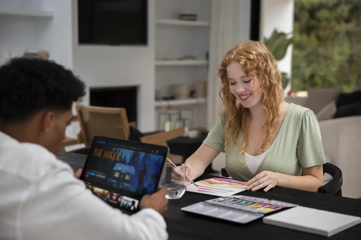 Couple relaxing at home