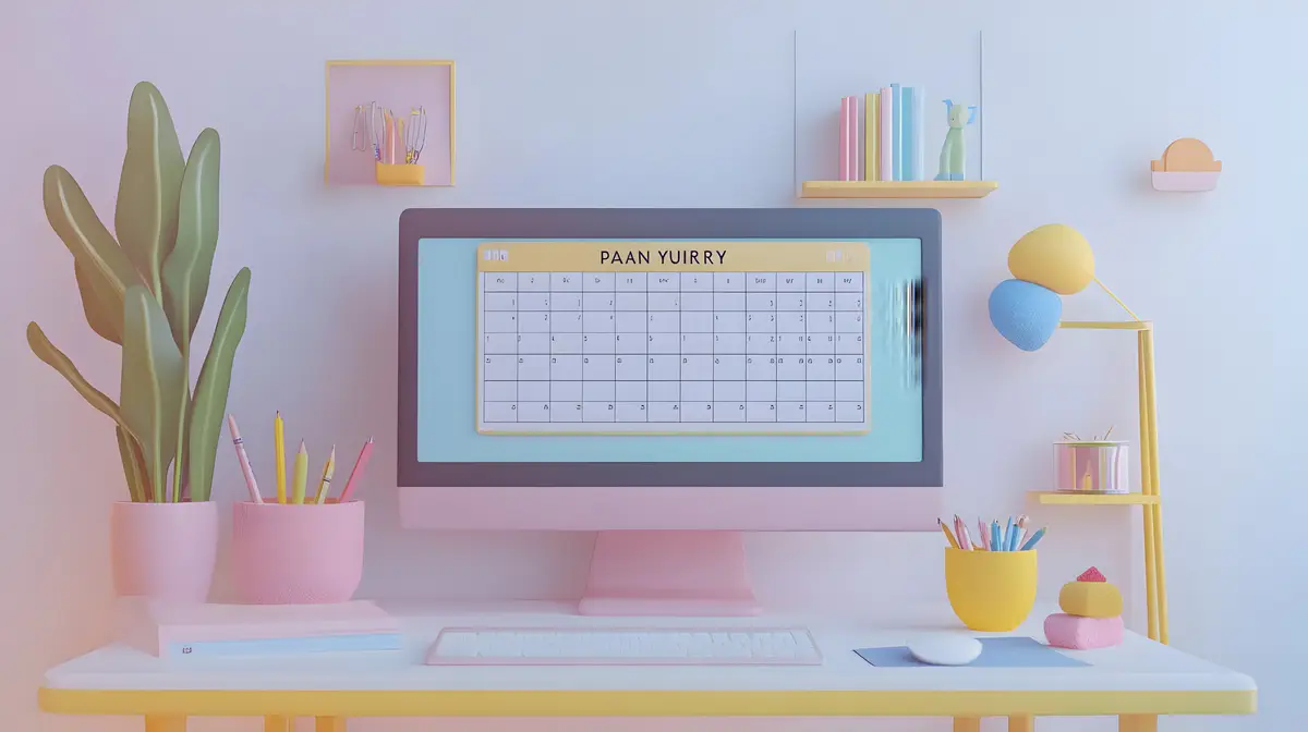 3D Icon Monitor and calendar with Plan Your Day text in a border frame with copy space concept as Ca