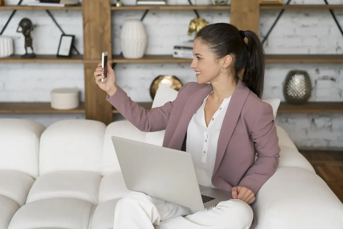 Business woman having a video call