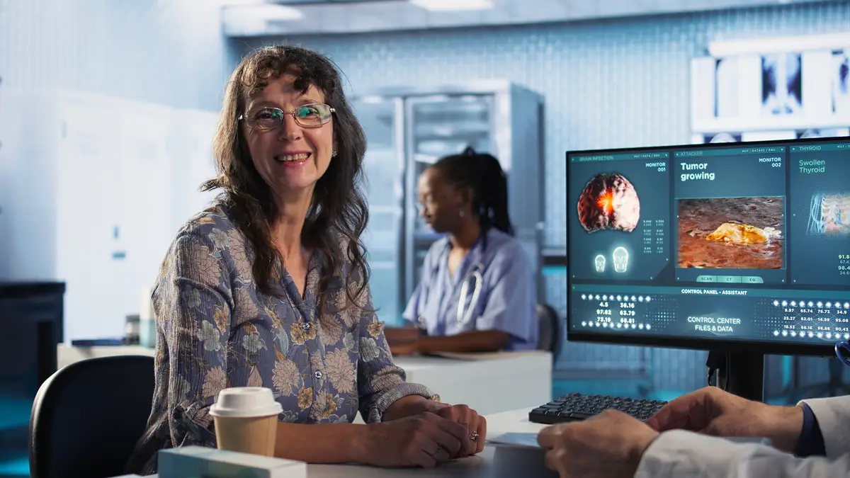 Senior healthcare medic sharing expertise and interpreting MRI scans results