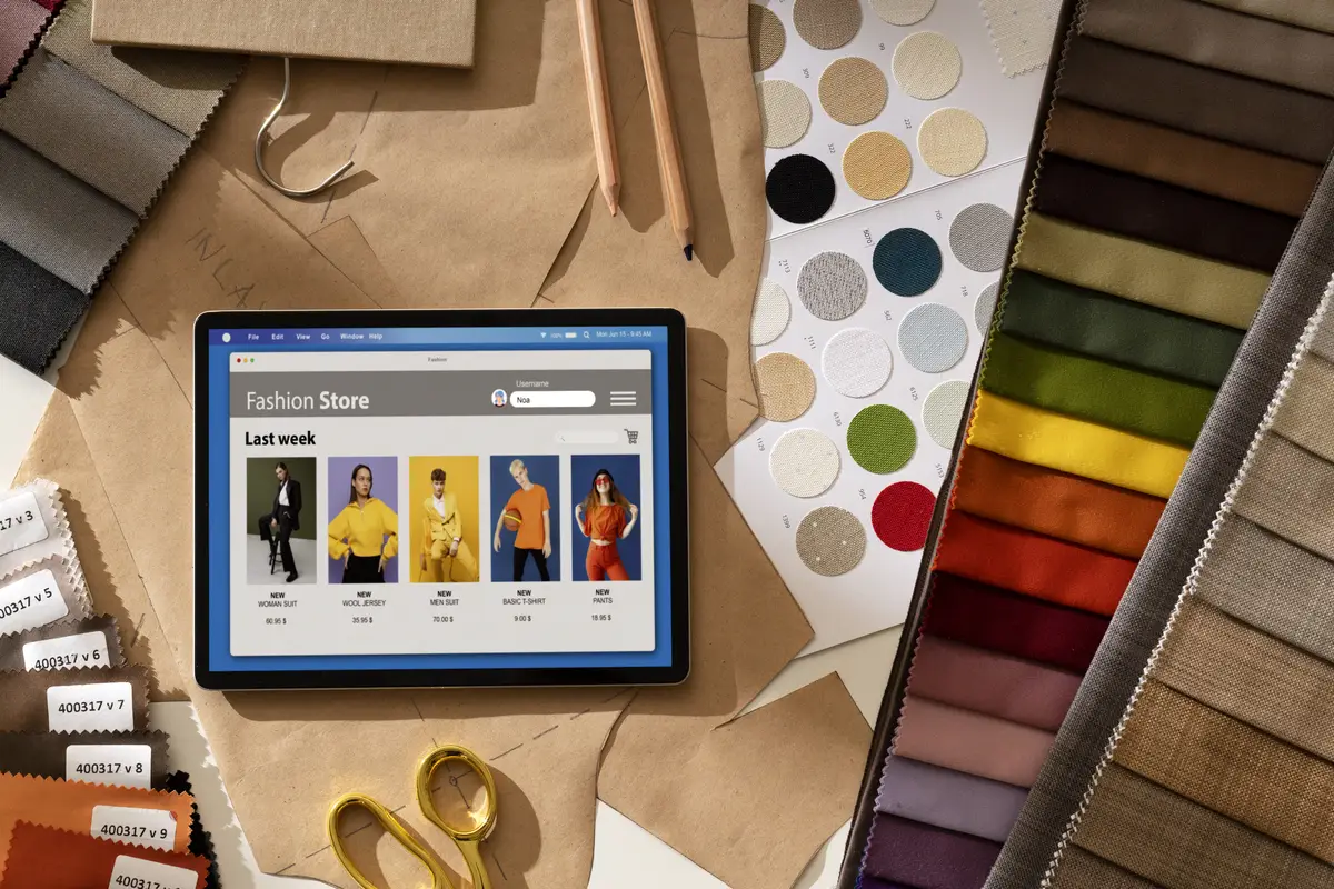 Still life of fashion designer's office