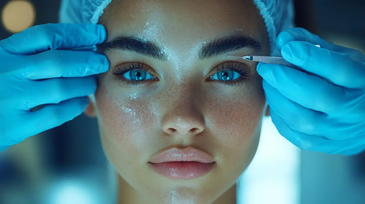 Female patient undergoing a dermaplaning treatment in a skincare clinic