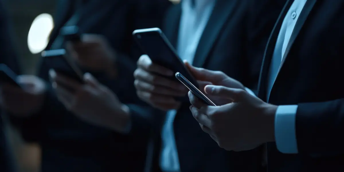 Business professionals with smartphones