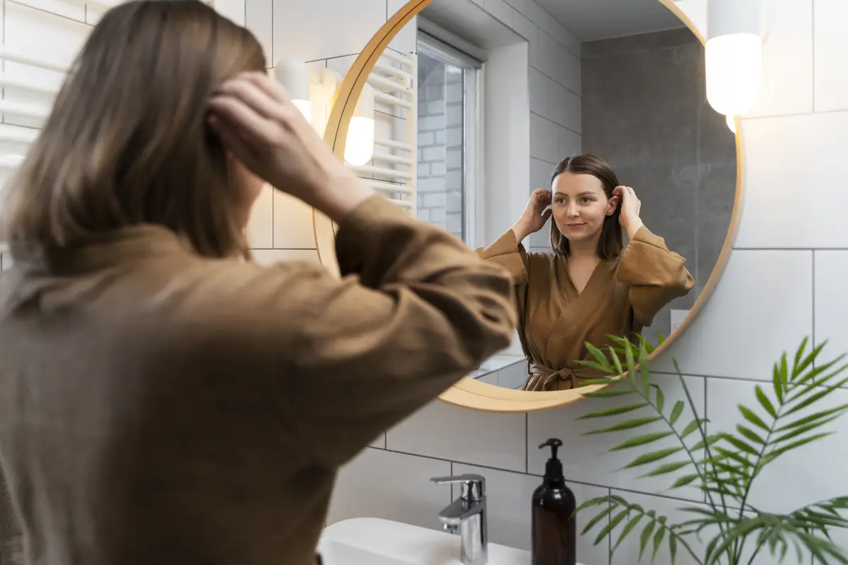 Adult taking care of their hair