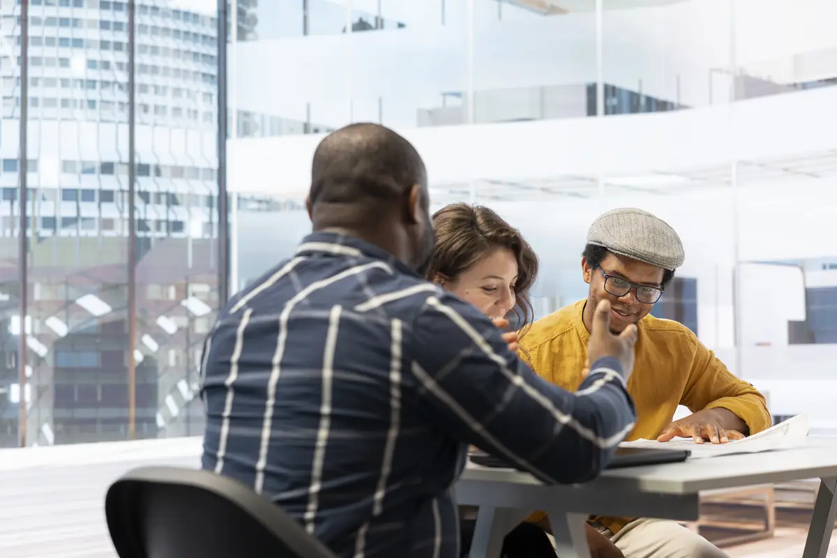 Realtor and clients exploring an urban property financial potential