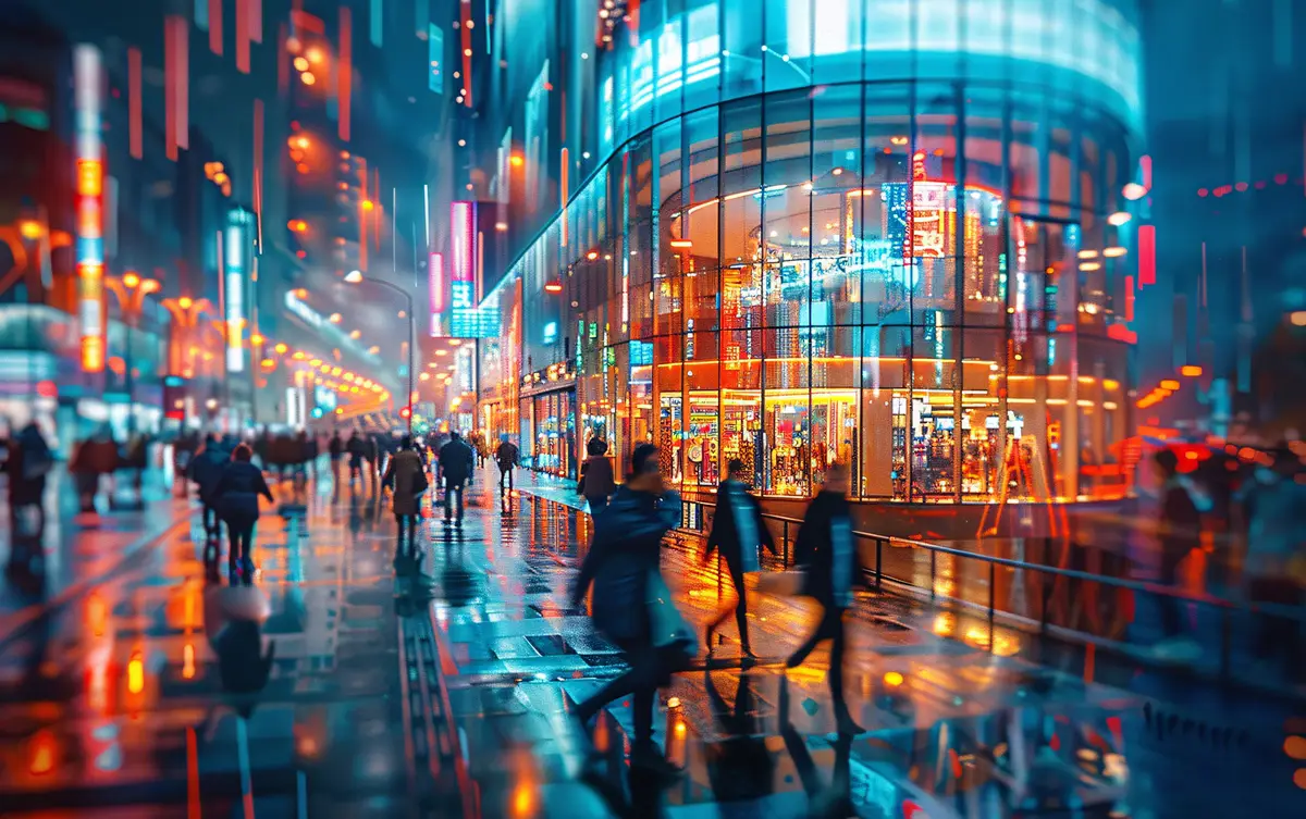 Mall of america scenes in cinematic style