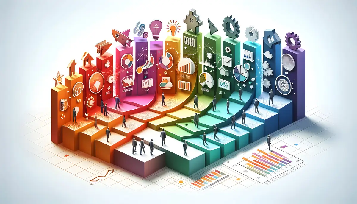 3d flat icon as Strategy Spectrum Banner displaying a spectrum of strategies symbolizing diverse bus