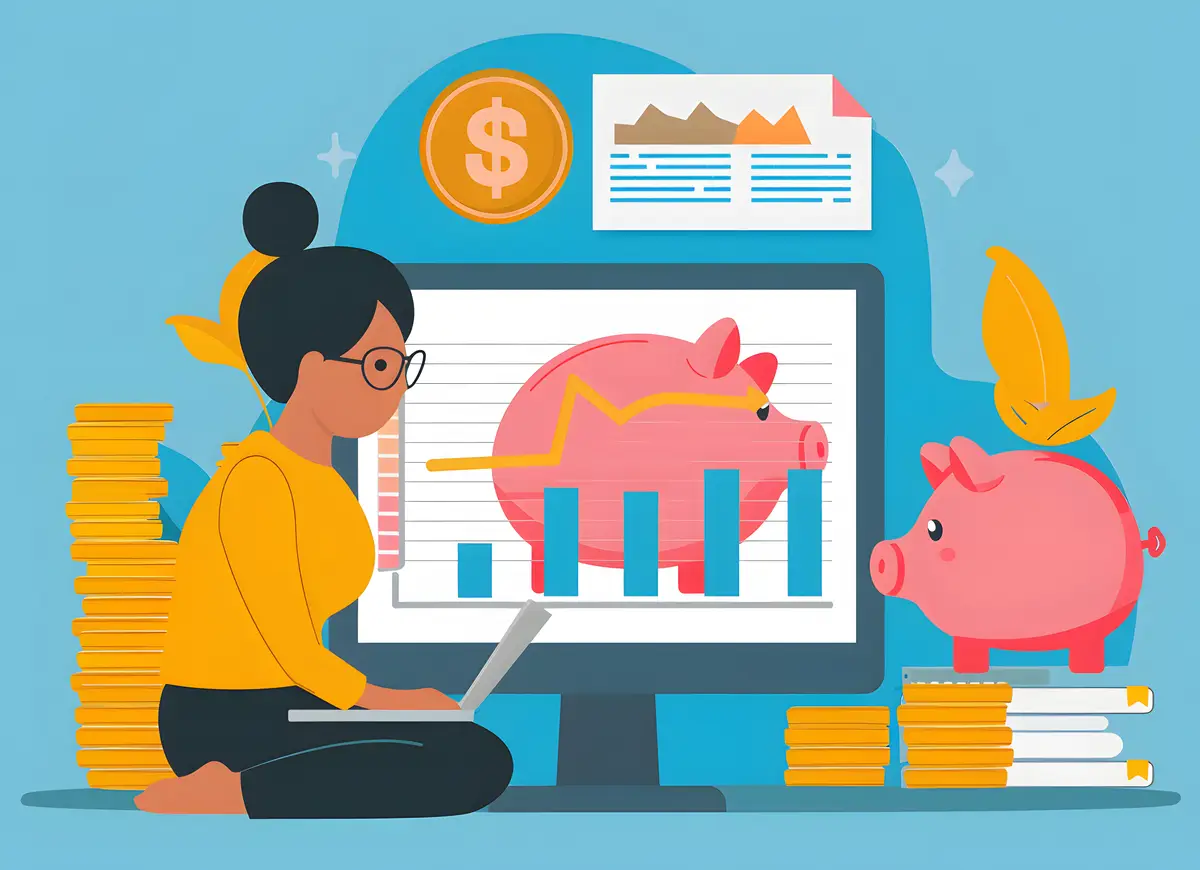 Flat illustration of a Businesswoman presenting fina 1721063766 2