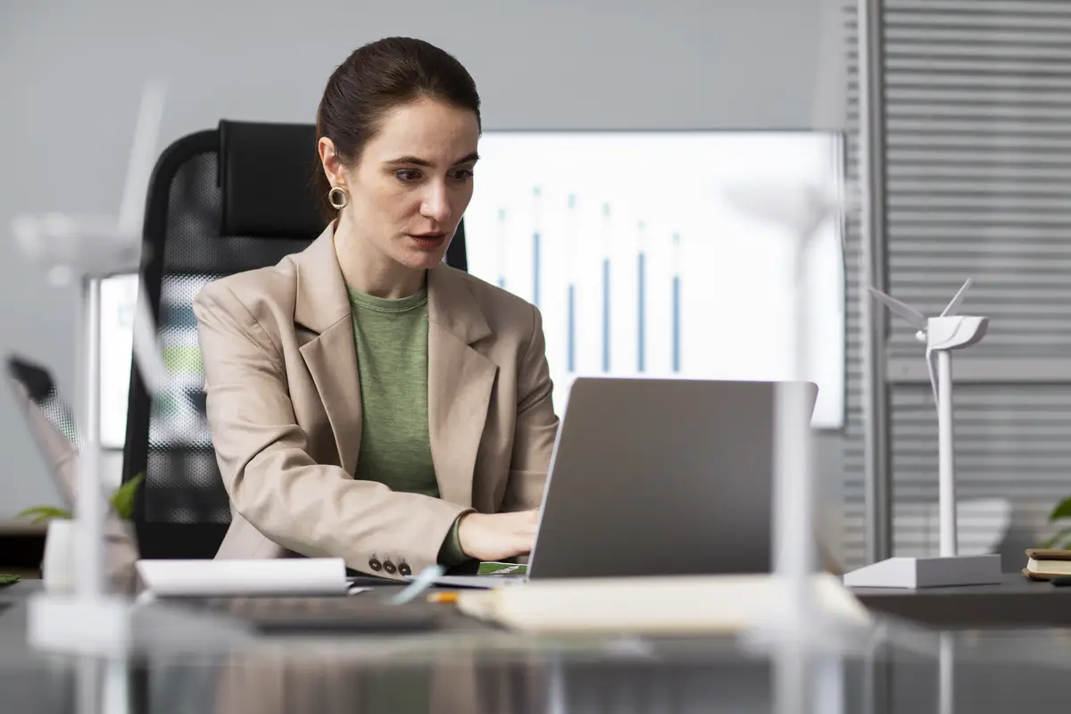 Close up on person working on alternative energy