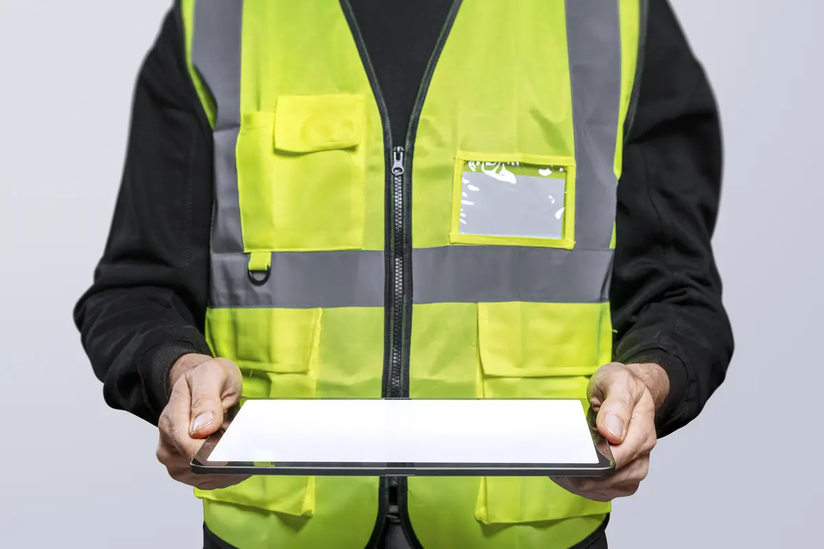 Male engineer holding a digital tablet