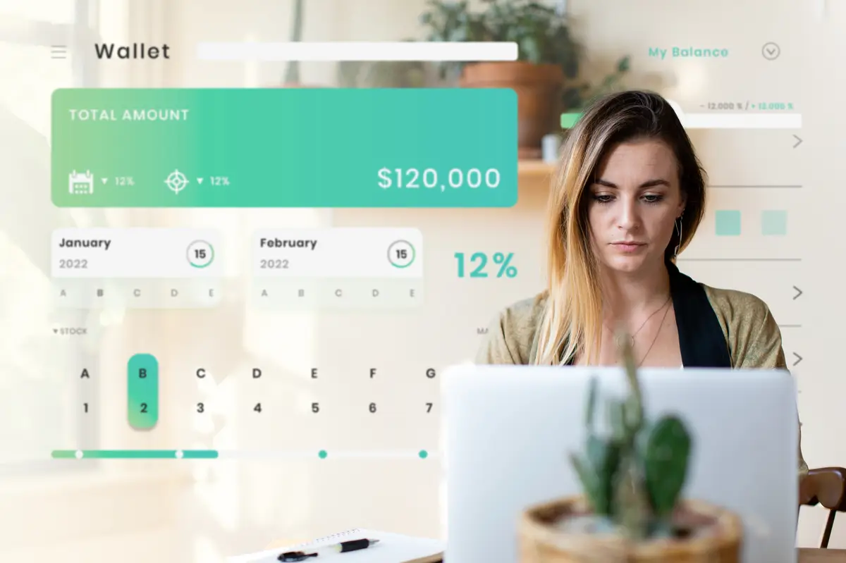 Relaxed woman working from home on her laptop