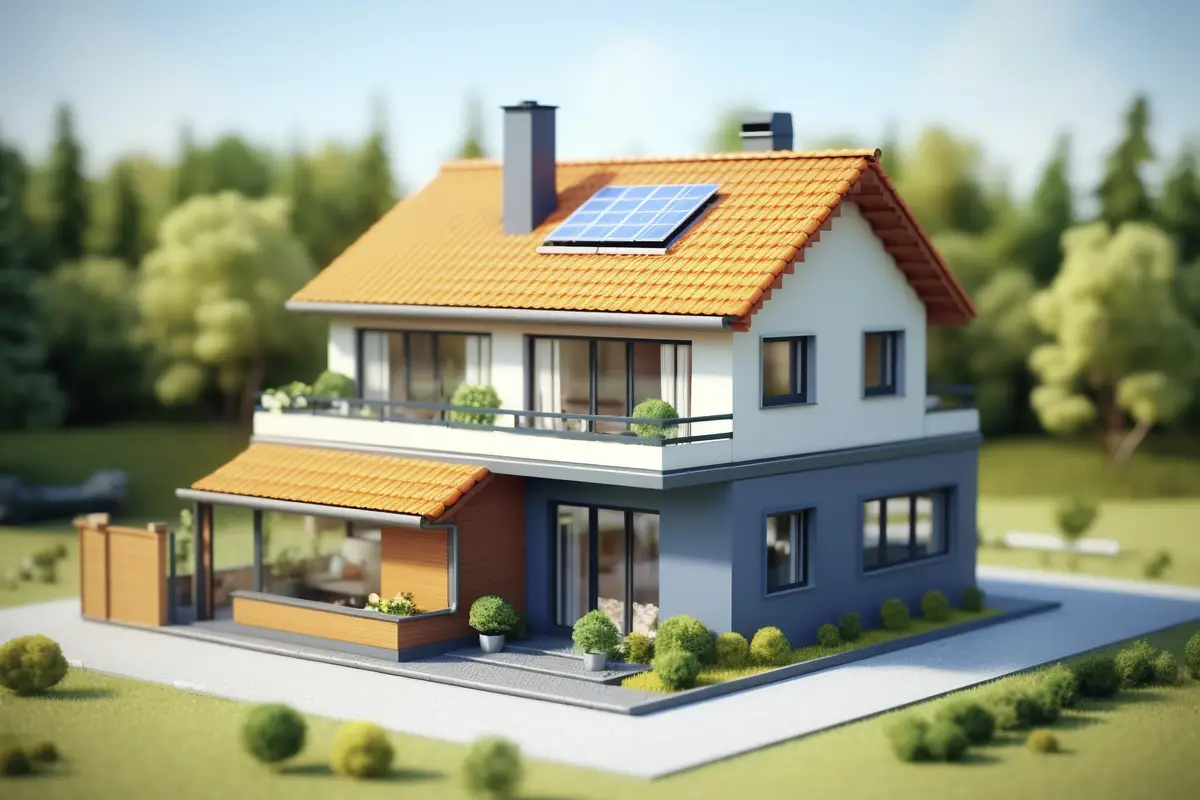 3d house model with modern architecture