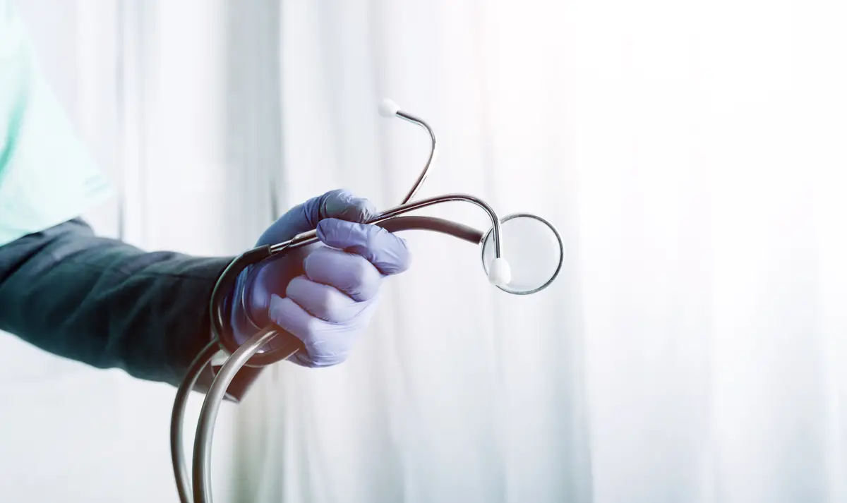 Double exposure of healthcare And Medicine concept Doctor and modern virtual screen interface