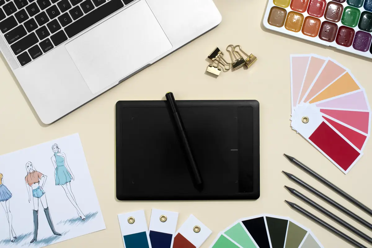 Still life of graphic design office