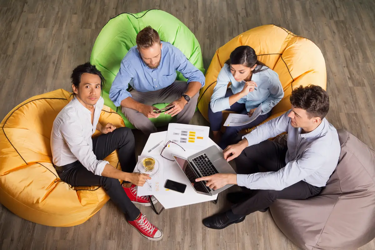 Active Business Team Work Process in Modern Office