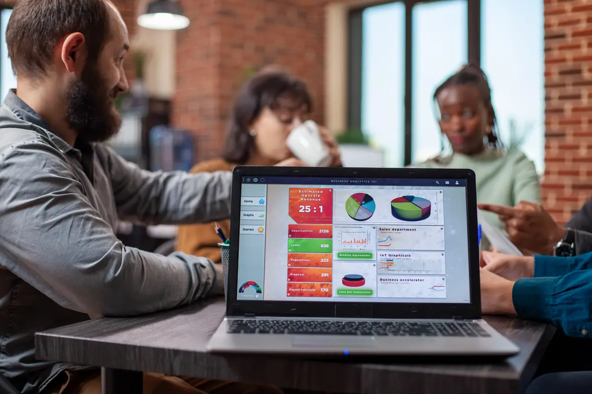 Laptop displaying business analytics