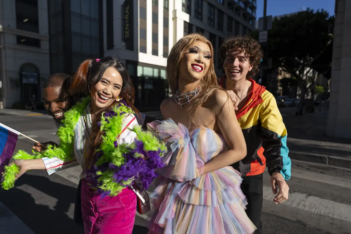 Young people celebrating pride month
